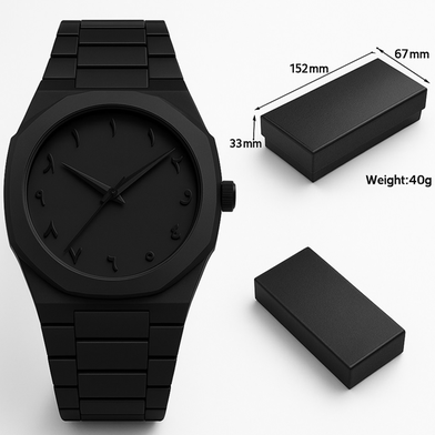 Black Arabic Stainless Steel Aura Watch